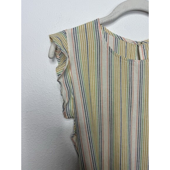 Marine Layer Sz M Laney Mini Dress Beachy Stripe Linen Blend Sleeveless Rainbow - Picture 7 of 14